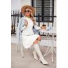 imageZeagoo Womens Long Sleeve Fall Dresses with Pockets 2024 Ribbed Knit Casual Crew Neck Knee Length Sweater DressWhite