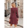 imageZeagoo Womens Long Sleeve Fall Dresses with Pockets 2024 Ribbed Knit Casual Crew Neck Knee Length Sweater DressWine Red