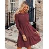 imageZeagoo Womens Long Sleeve Fall Dresses with Pockets 2024 Ribbed Knit Casual Crew Neck Knee Length Sweater DressWine Red