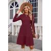 imageZeagoo Womens Long Sleeve Fall Dresses with Pockets 2024 Ribbed Knit Casual Crew Neck Knee Length Sweater DressWine Red