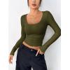 imageZeagoo Womens Long Sleeve Scoop Neck Shirts Casual Slim Fit Rib Knit Tops Summer Fall Basic Business Work TeeArmy Green