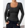 imageZeagoo Womens Long Sleeve Scoop Neck Shirts Casual Slim Fit Rib Knit Tops Summer Fall Basic Business Work TeeBlack