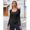 imageZeagoo Womens Long Sleeve Scoop Neck Shirts Casual Slim Fit Rib Knit Tops Summer Fall Basic Business Work TeeBlack