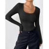 imageZeagoo Womens Long Sleeve Scoop Neck Shirts Casual Slim Fit Rib Knit Tops Summer Fall Basic Business Work TeeBlack