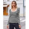 imageZeagoo Womens Long Sleeve Scoop Neck Shirts Casual Slim Fit Rib Knit Tops Summer Fall Basic Business Work TeeBlack White Stripe