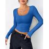 imageZeagoo Womens Long Sleeve Scoop Neck Shirts Casual Slim Fit Rib Knit Tops Summer Fall Basic Business Work TeeBlue