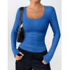 imageZeagoo Womens Long Sleeve Scoop Neck Shirts Casual Slim Fit Rib Knit Tops Summer Fall Basic Business Work TeeBlue