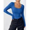 imageZeagoo Womens Long Sleeve Scoop Neck Shirts Casual Slim Fit Rib Knit Tops Summer Fall Basic Business Work TeeBlue