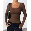 imageZeagoo Womens Long Sleeve Scoop Neck Shirts Casual Slim Fit Rib Knit Tops Summer Fall Basic Business Work TeeBrown