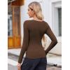 imageZeagoo Womens Long Sleeve Scoop Neck Shirts Casual Slim Fit Rib Knit Tops Summer Fall Basic Business Work TeeBrown