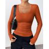 imageZeagoo Womens Long Sleeve Scoop Neck Shirts Casual Slim Fit Rib Knit Tops Summer Fall Basic Business Work TeeCaramel