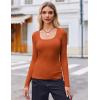 imageZeagoo Womens Long Sleeve Scoop Neck Shirts Casual Slim Fit Rib Knit Tops Summer Fall Basic Business Work TeeCaramel