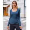 imageZeagoo Womens Long Sleeve Scoop Neck Shirts Casual Slim Fit Rib Knit Tops Summer Fall Basic Business Work TeeDark Blue