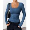 imageZeagoo Womens Long Sleeve Scoop Neck Shirts Casual Slim Fit Rib Knit Tops Summer Fall Basic Business Work TeeDark Blue