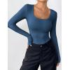 imageZeagoo Womens Long Sleeve Scoop Neck Shirts Casual Slim Fit Rib Knit Tops Summer Fall Basic Business Work TeeDark Blue