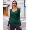 imageZeagoo Womens Long Sleeve Scoop Neck Shirts Casual Slim Fit Rib Knit Tops Summer Fall Basic Business Work TeeDark Green