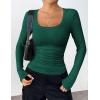 imageZeagoo Womens Long Sleeve Scoop Neck Shirts Casual Slim Fit Rib Knit Tops Summer Fall Basic Business Work TeeDark Green