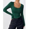 imageZeagoo Womens Long Sleeve Scoop Neck Shirts Casual Slim Fit Rib Knit Tops Summer Fall Basic Business Work TeeDark Green