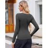 imageZeagoo Womens Long Sleeve Scoop Neck Shirts Casual Slim Fit Rib Knit Tops Summer Fall Basic Business Work TeeDark Grey