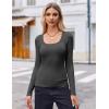 imageZeagoo Womens Long Sleeve Scoop Neck Shirts Casual Slim Fit Rib Knit Tops Summer Fall Basic Business Work TeeDark Grey