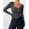 imageZeagoo Womens Long Sleeve Scoop Neck Shirts Casual Slim Fit Rib Knit Tops Summer Fall Basic Business Work TeeDark Grey