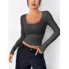 imageZeagoo Womens Long Sleeve Scoop Neck Shirts Casual Slim Fit Rib Knit Tops Summer Fall Basic Business Work TeeDark Grey2