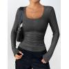 imageZeagoo Womens Long Sleeve Scoop Neck Shirts Casual Slim Fit Rib Knit Tops Summer Fall Basic Business Work TeeDark Grey2