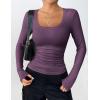 imageZeagoo Womens Long Sleeve Scoop Neck Shirts Casual Slim Fit Rib Knit Tops Summer Fall Basic Business Work TeeDark Purple