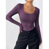 imageZeagoo Womens Long Sleeve Scoop Neck Shirts Casual Slim Fit Rib Knit Tops Summer Fall Basic Business Work TeeDark Purple