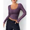 imageZeagoo Womens Long Sleeve Scoop Neck Shirts Casual Slim Fit Rib Knit Tops Summer Fall Basic Business Work TeeDark Purple