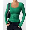 imageZeagoo Womens Long Sleeve Scoop Neck Shirts Casual Slim Fit Rib Knit Tops Summer Fall Basic Business Work TeeGreen