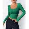 imageZeagoo Womens Long Sleeve Scoop Neck Shirts Casual Slim Fit Rib Knit Tops Summer Fall Basic Business Work TeeGreen