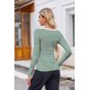 imageZeagoo Womens Long Sleeve Scoop Neck Shirts Casual Slim Fit Rib Knit Tops Summer Fall Basic Business Work TeeGreen White Stripe