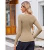 imageZeagoo Womens Long Sleeve Scoop Neck Shirts Casual Slim Fit Rib Knit Tops Summer Fall Basic Business Work TeeKhaki
