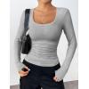 imageZeagoo Womens Long Sleeve Scoop Neck Shirts Casual Slim Fit Rib Knit Tops Summer Fall Basic Business Work TeeLight Grey