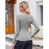 imageZeagoo Womens Long Sleeve Scoop Neck Shirts Casual Slim Fit Rib Knit Tops Summer Fall Basic Business Work TeeLight Grey