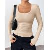 imageZeagoo Womens Long Sleeve Scoop Neck Shirts Casual Slim Fit Rib Knit Tops Summer Fall Basic Business Work TeeLight Khaki