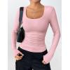 imageZeagoo Womens Long Sleeve Scoop Neck Shirts Casual Slim Fit Rib Knit Tops Summer Fall Basic Business Work TeeLight Pink