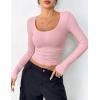 imageZeagoo Womens Long Sleeve Scoop Neck Shirts Casual Slim Fit Rib Knit Tops Summer Fall Basic Business Work TeeLight Pink