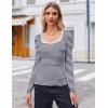 imageZeagoo Womens Long Sleeve Scoop Neck Shirts Casual Slim Fit Rib Knit Tops Summer Fall Basic Business Work TeeNavy White Stripe