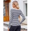 imageZeagoo Womens Long Sleeve Scoop Neck Shirts Casual Slim Fit Rib Knit Tops Summer Fall Basic Business Work TeeNavy White Stripe