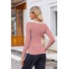 imageZeagoo Womens Long Sleeve Scoop Neck Shirts Casual Slim Fit Rib Knit Tops Summer Fall Basic Business Work TeeRed White Stripe
