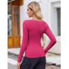 imageZeagoo Womens Long Sleeve Scoop Neck Shirts Casual Slim Fit Rib Knit Tops Summer Fall Basic Business Work TeeRose Red