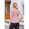 imageZeagoo Womens Long Sleeve Scoop Neck Shirts Casual Slim Fit Rib Knit Tops Summer Fall Basic Business Work TeeRosy Pink Stripe