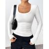 imageZeagoo Womens Long Sleeve Scoop Neck Shirts Casual Slim Fit Rib Knit Tops Summer Fall Basic Business Work TeeWhite