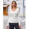 imageZeagoo Womens Long Sleeve Scoop Neck Shirts Casual Slim Fit Rib Knit Tops Summer Fall Basic Business Work TeeWhite