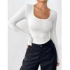 imageZeagoo Womens Long Sleeve Scoop Neck Shirts Casual Slim Fit Rib Knit Tops Summer Fall Basic Business Work TeeWhite