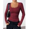 imageZeagoo Womens Long Sleeve Scoop Neck Shirts Casual Slim Fit Rib Knit Tops Summer Fall Basic Business Work TeeWine Red