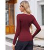 imageZeagoo Womens Long Sleeve Scoop Neck Shirts Casual Slim Fit Rib Knit Tops Summer Fall Basic Business Work TeeWine Red