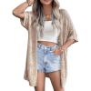 imageZeagoo Lightweight Summer Crochet Cardigan for Women Short Sleeve Kimono Boho Oversized Open Front Knitted CardiganBeige